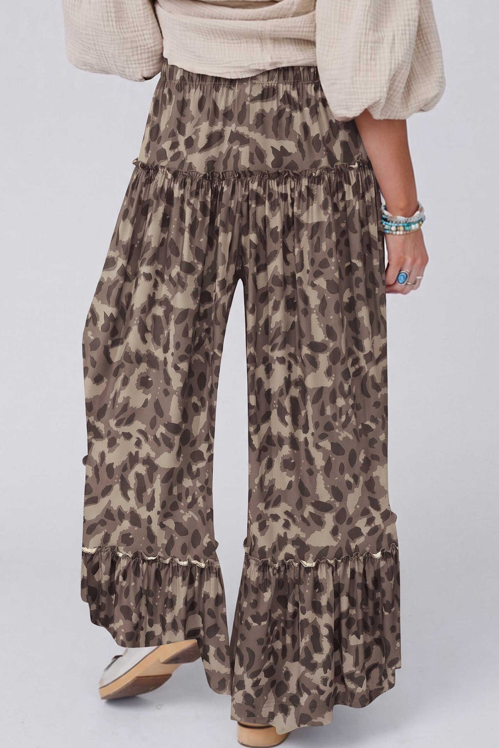 Multicolour Camo Print Wide Leg Casual Pants
