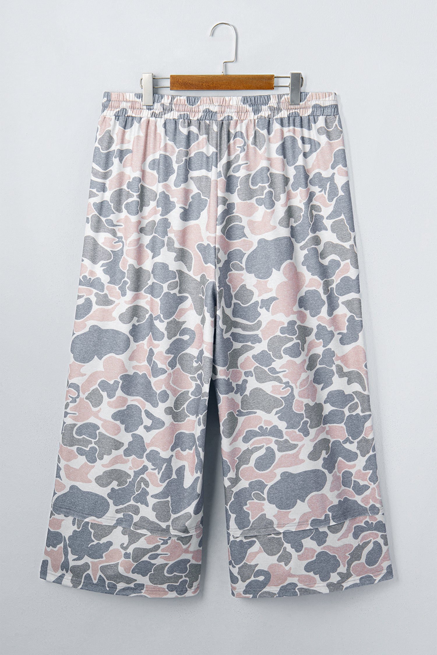 Khaki Camouflage Print Patch Pockets Ankle-Length Plus Size Pants