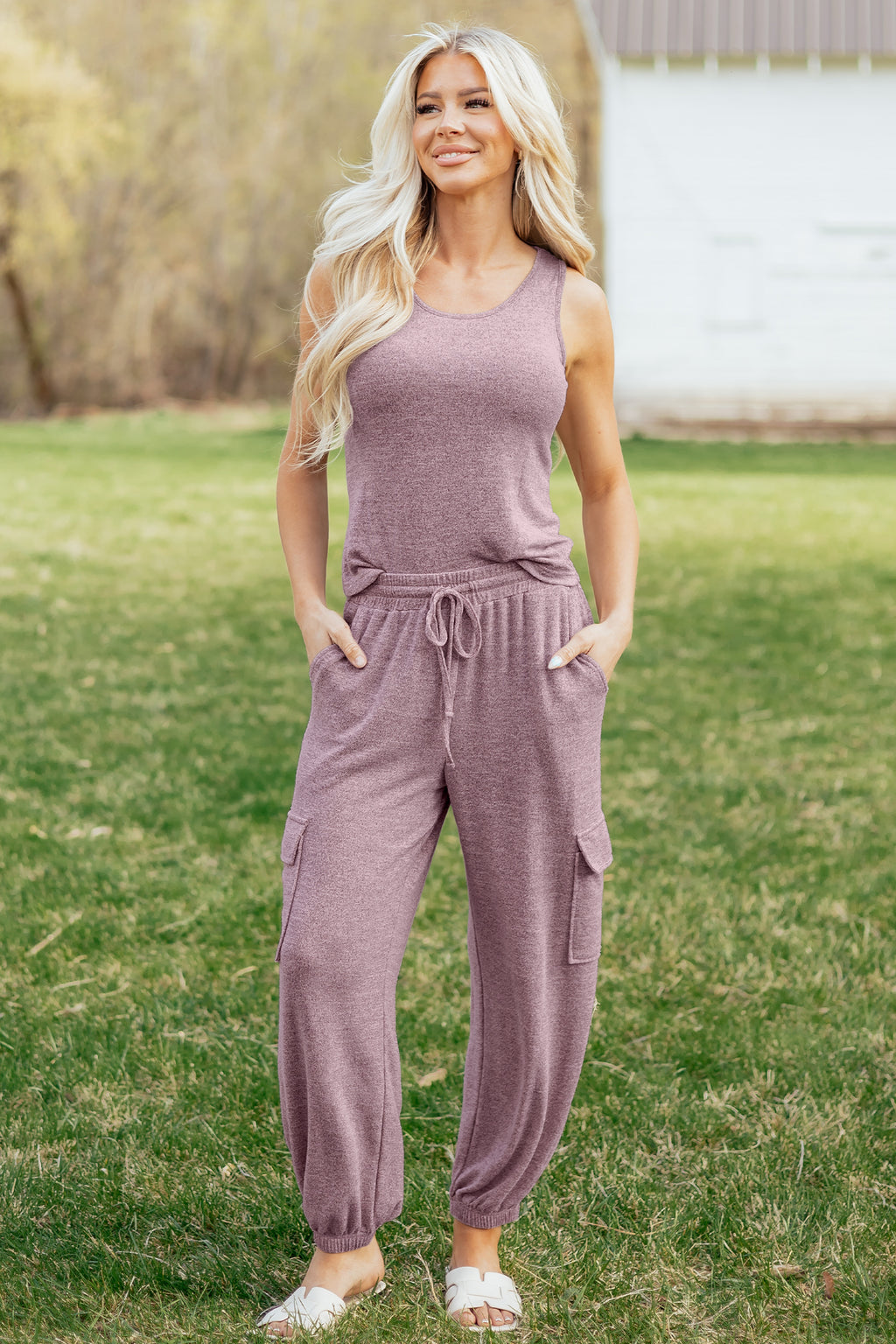 Orchid Bouquet Casual Tank Top Drawstring Jogger Pants 2pcs Outfit