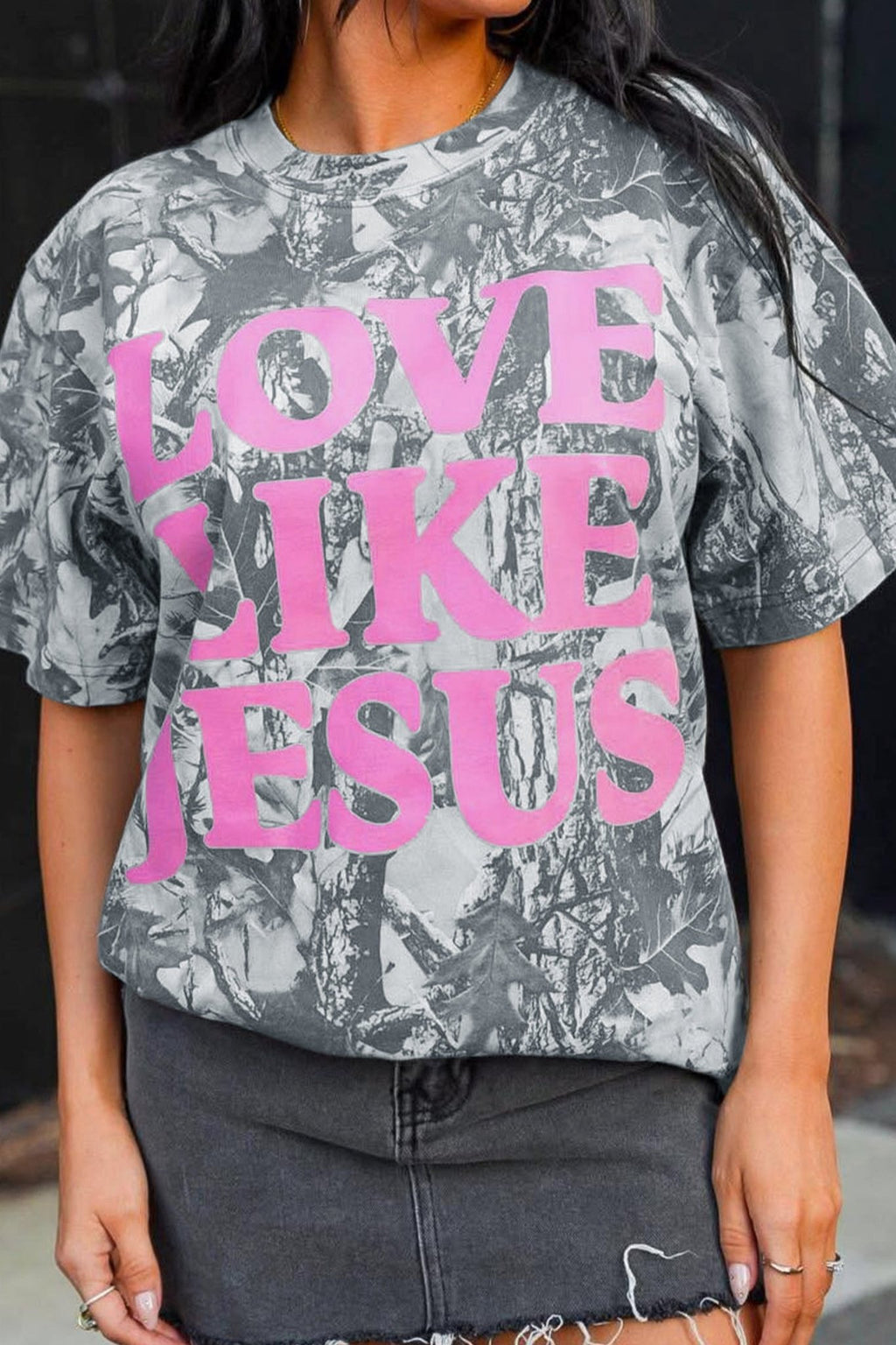 Beige Camo Woodland LOVE LIKE JESUS Casual Tee - Kinfolk Customs LLC