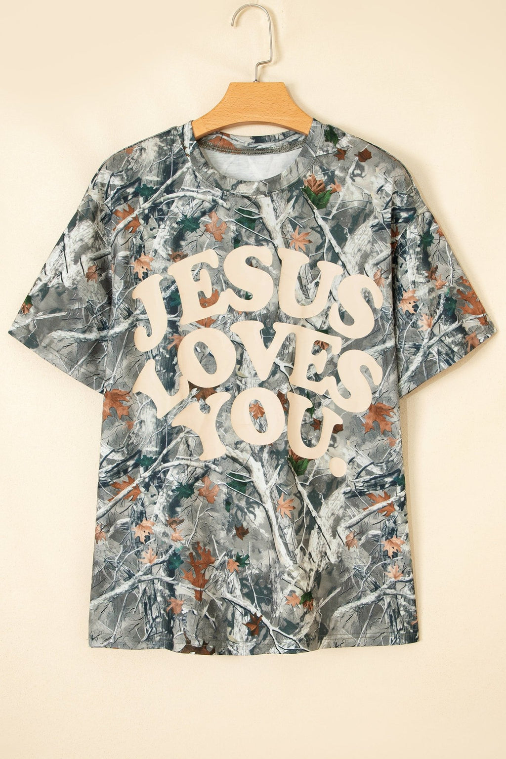 Beige Camo Woodland LOVE LIKE JESUS Casual Tee - Kinfolk Customs LLC