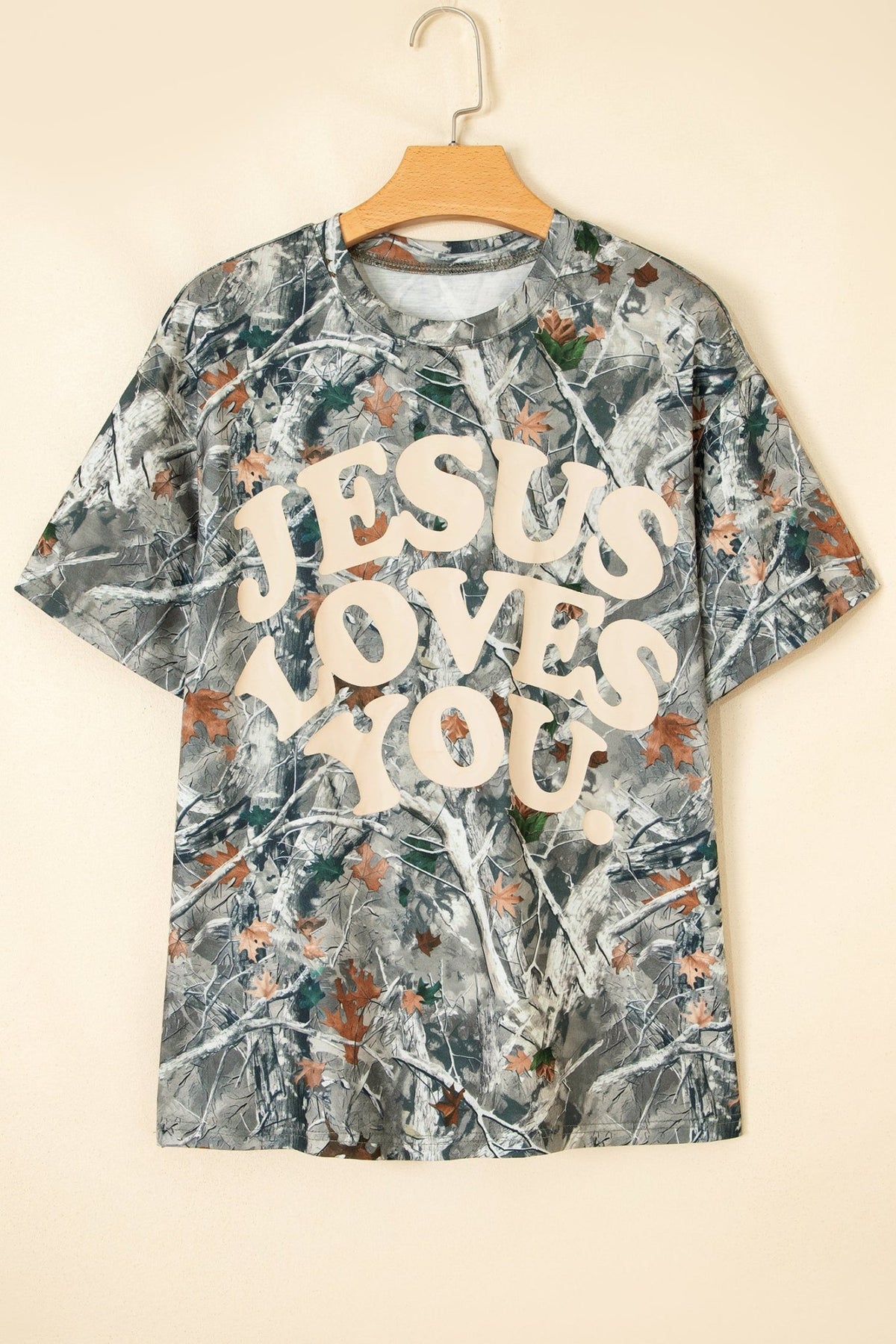 Beige Camo Woodland LOVE LIKE JESUS Casual Tee - Kinfolk Customs LLC