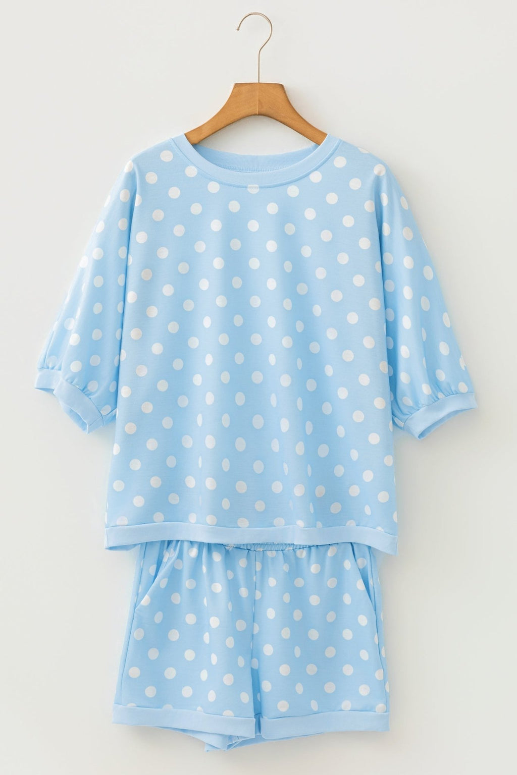 Green Polka Dot Oversized Top Drawstring Short Set - Kinfolk Customs LLC