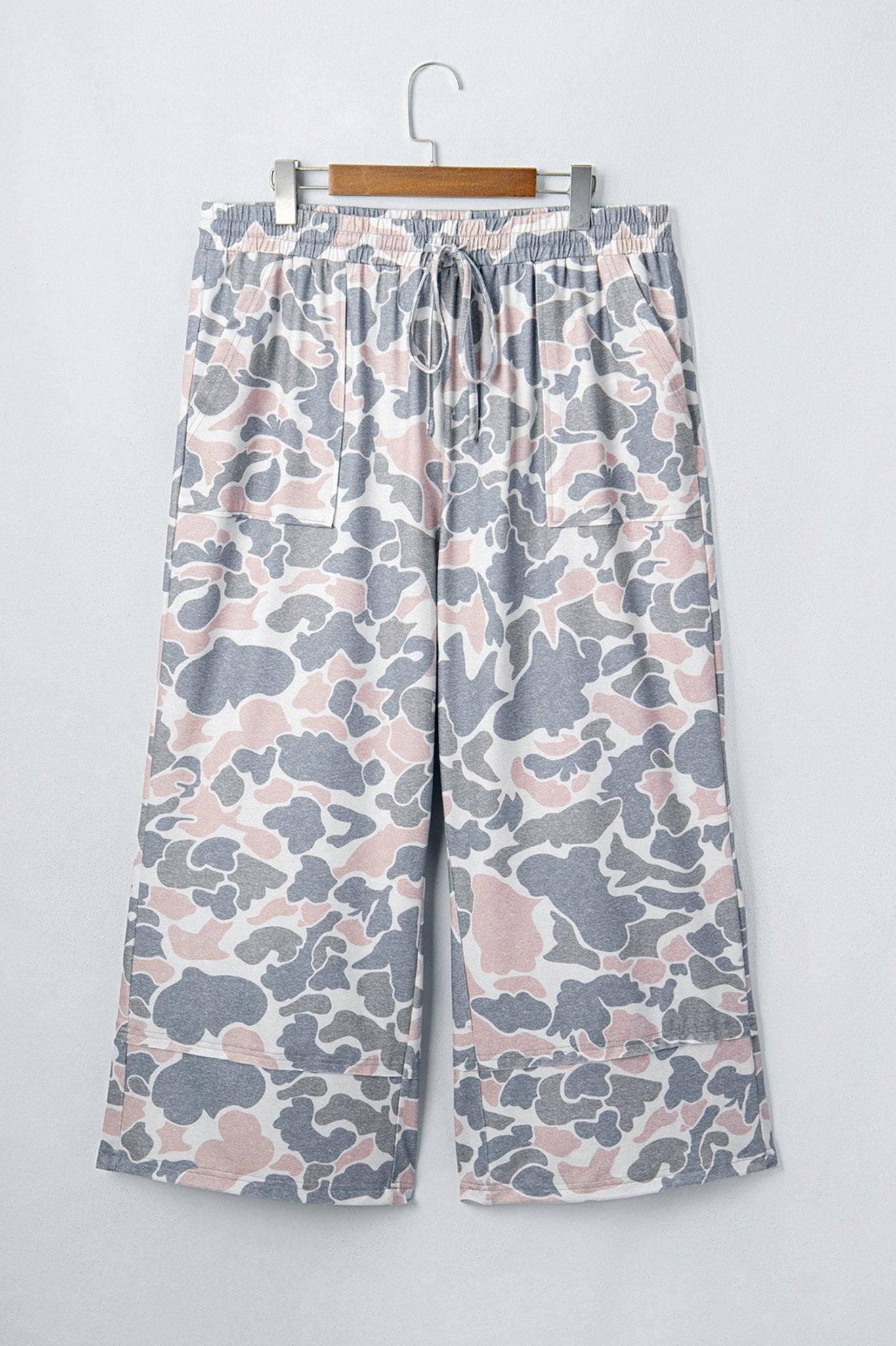 Khaki Camouflage Print Patch Pockets Ankle-Length Plus Size Pants - Kinfolk Customs LLC