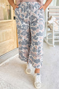 Khaki Camouflage Print Patch Pockets Ankle-Length Plus Size Pants - Kinfolk Customs LLC