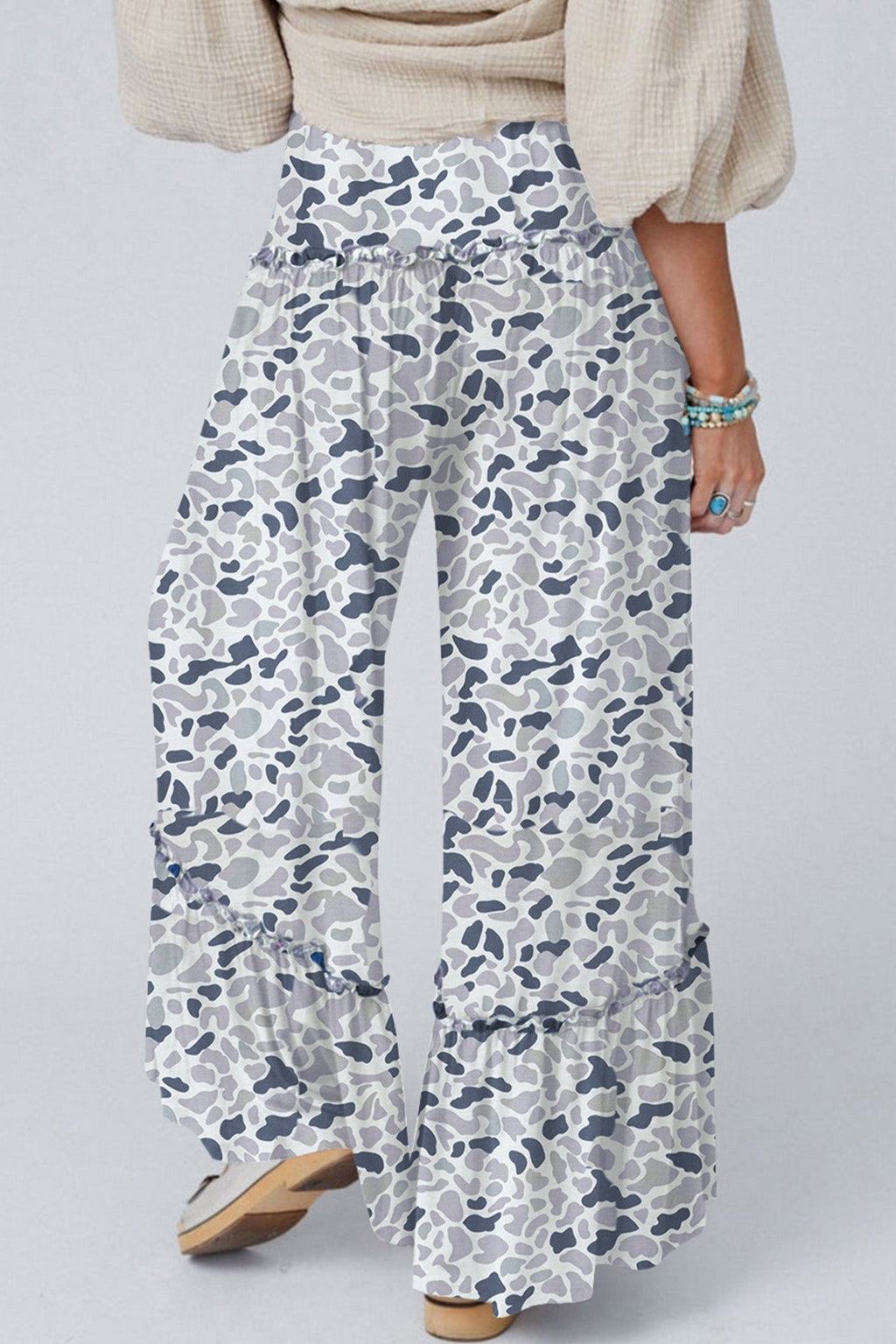 Multicolour Camo Print Wide Leg Casual Pants - Kinfolk Customs LLC