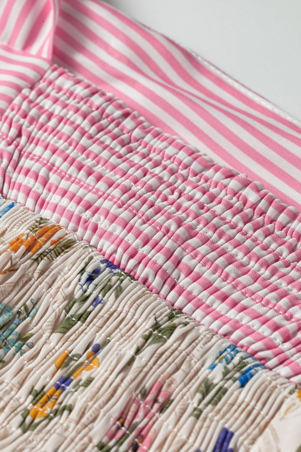 Multicolour Floral Print Striped Detail Knot Straps Maxi Dress - Kinfolk Customs LLC