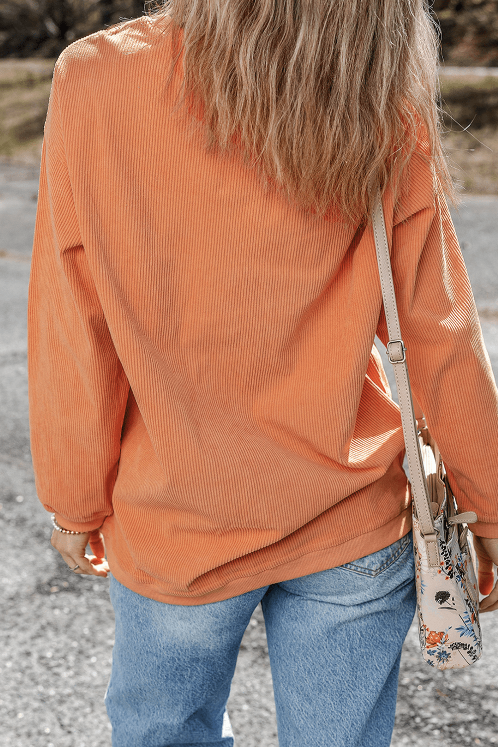 Orange Thankful Ribbed Crew Neck Thanksgiving Sweatshirt - Kinfolk Customs LLC