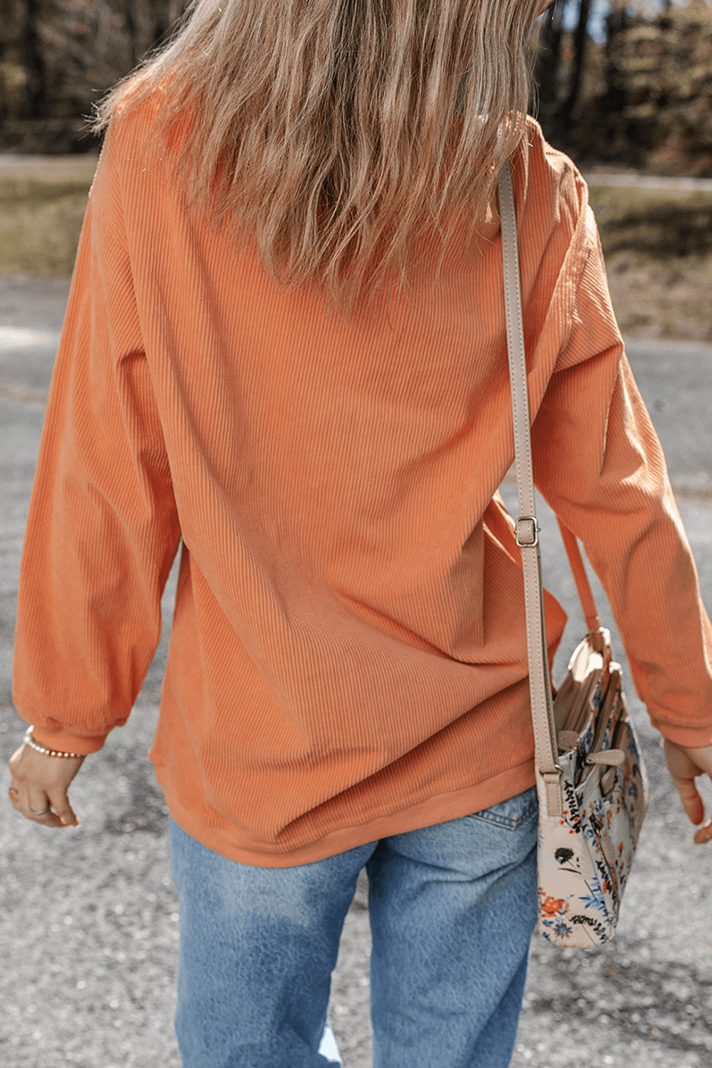 Orange Thankful Ribbed Crew Neck Thanksgiving Sweatshirt - Kinfolk Customs LLC