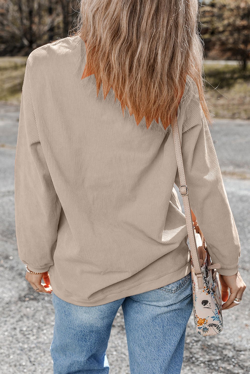 Smoke Gray Twisted Rib Texture game day Rugby Embroidered Baggy Sweatshirt - Kinfolk Customs LLC